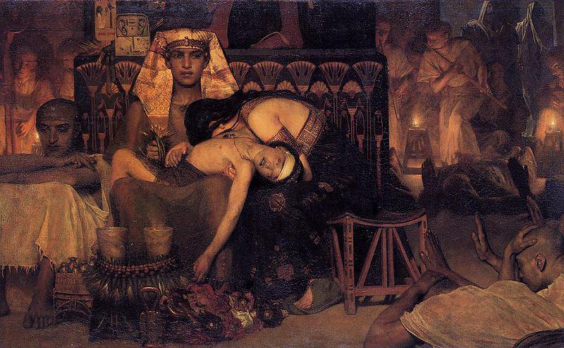 Sir Lawrence Alma-Tadema,OM.RA,RWS Death of the Pharaoh's firstborn son Germany oil painting art